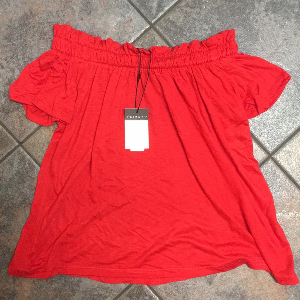 Red Primark off-the-shoulder shirt